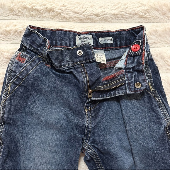 Vintage Osh Kosh B'Gosh Carpenter Cargo Baggy Jeans with Waist Adjuster Buttons - Picture 3 of 4